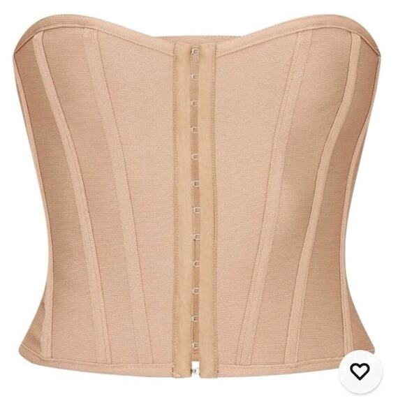 Pretty Little Thing ~Woman Size 4~Stone Bandage Hook & Eye Structured Corset NWT - Picture 2 of 11